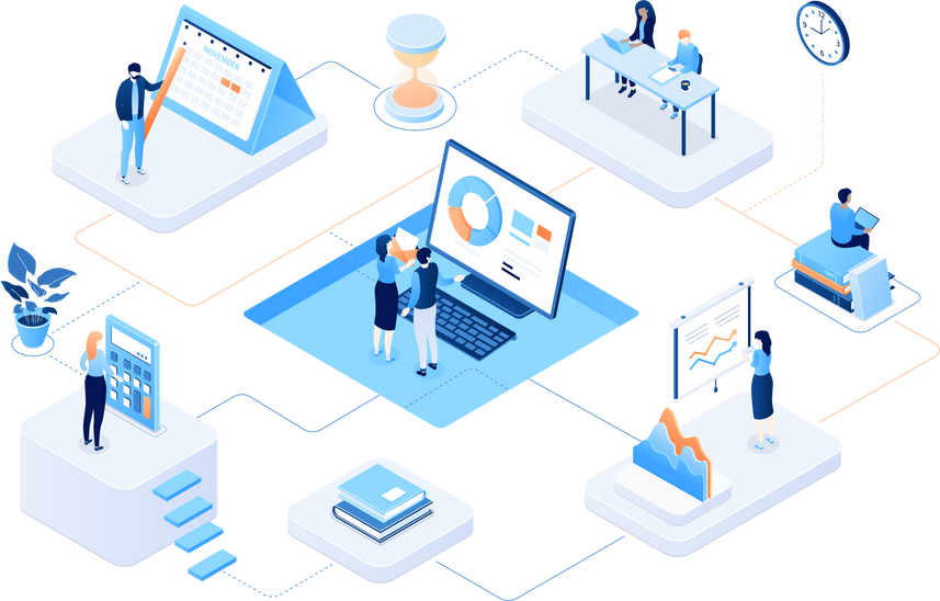 Management isometric illustration